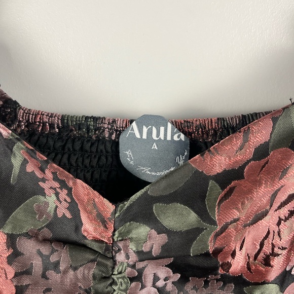 Arula puff sleeve floral print babydoll mini dress size A/1X - Picture 2 of 7